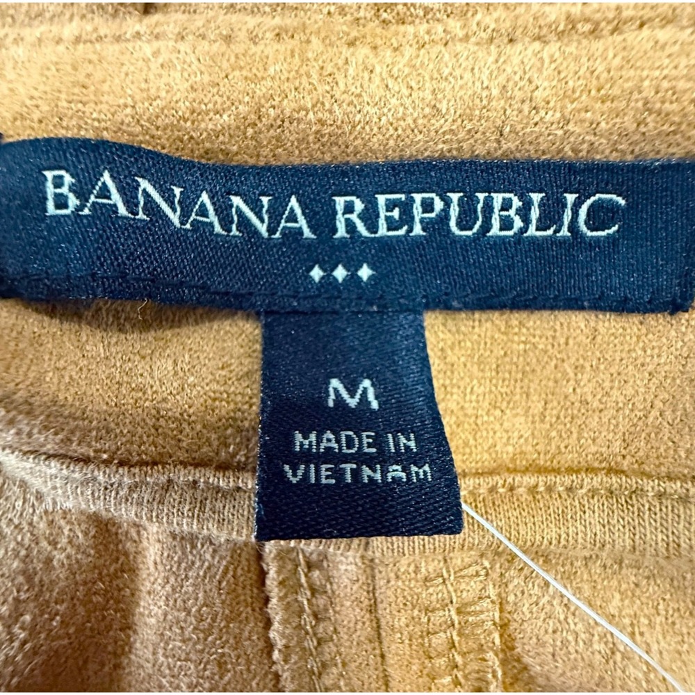Banana Republic Womens Top M NWT Vegan Suede Office Brown Minimalist Belted Soft - Picture 4 of 8